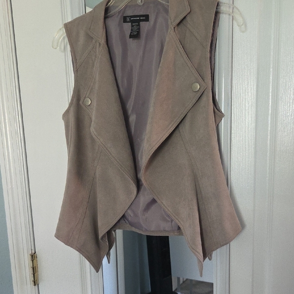INC International Concepts Jackets & Blazers - INC International Concepts Taupe Open Front Vest